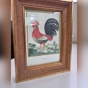 "Coy hupe". The print is in a gold-colored frame